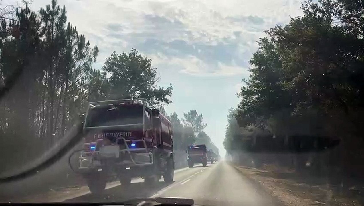 Incendies en Gironde : un convoi de renforts de pompiers allemands