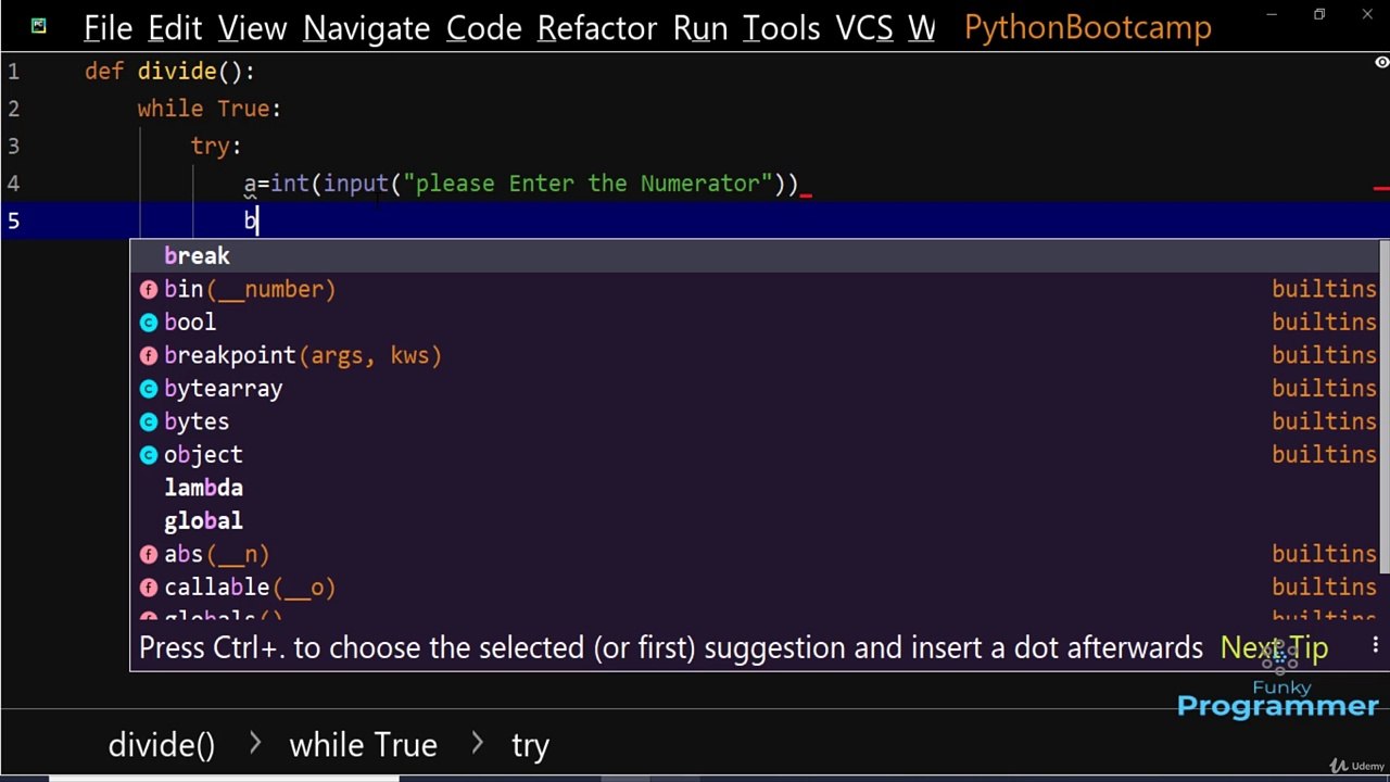 Breaking Math operation and use ZeroDivisionError