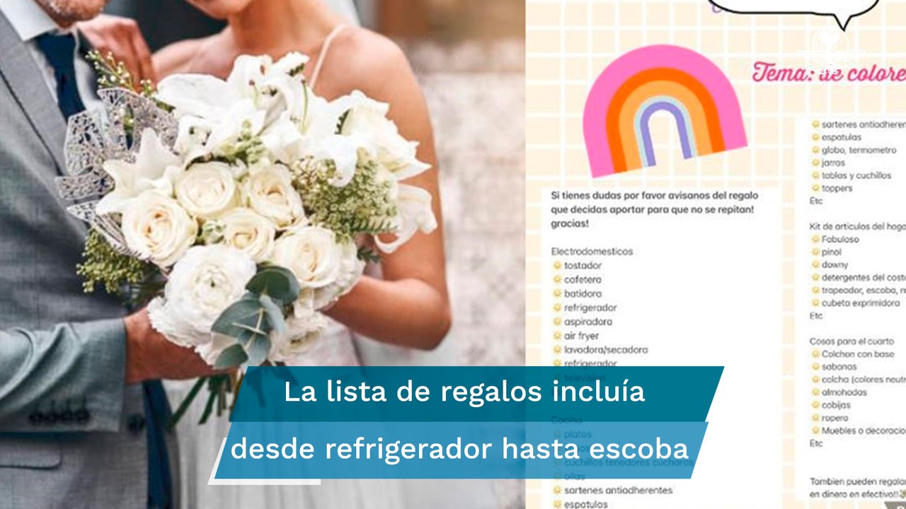 Mujer se indigna al recibir invitación con lista de regalos de una pareja de novios