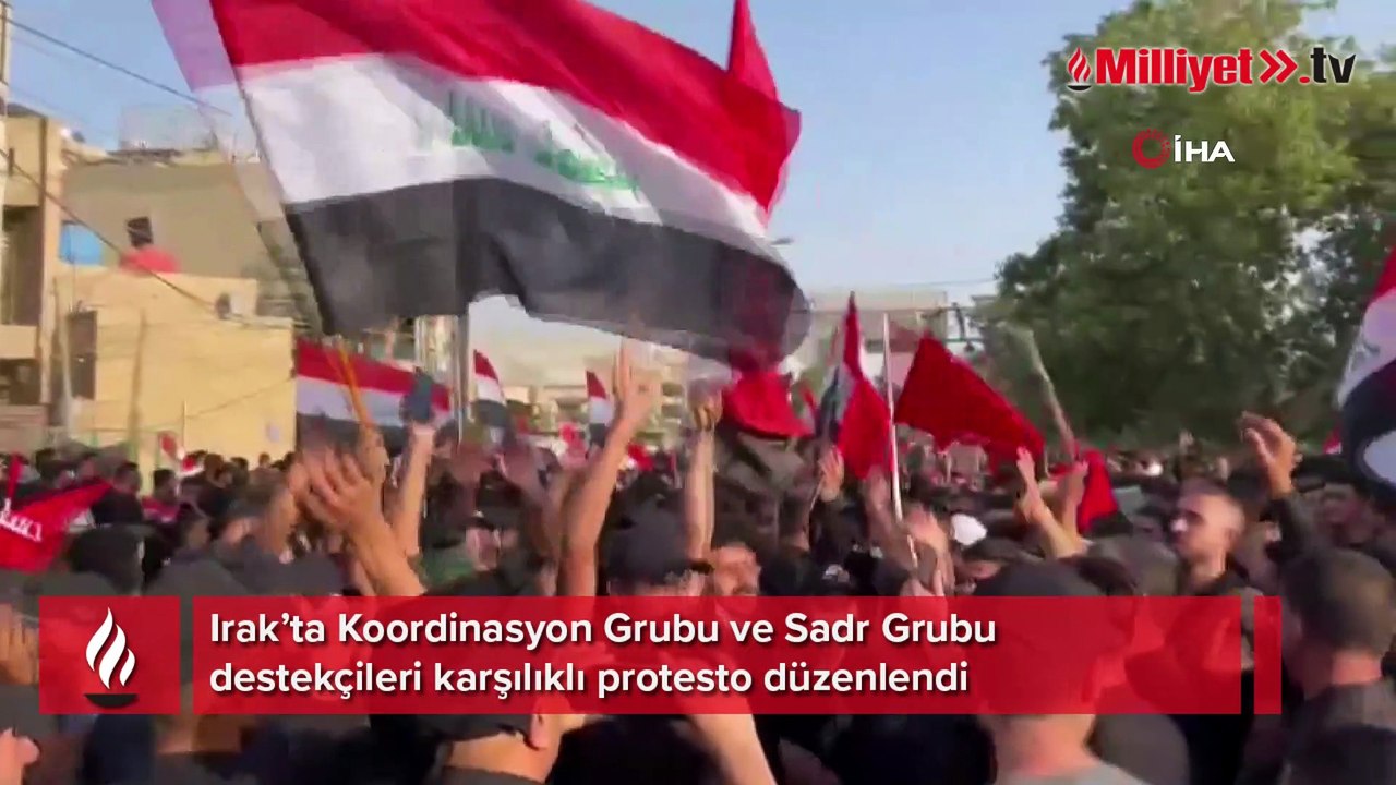 Irak’ta Koordinasyon Grubu ve Sadr Grubu destekçilerinden karşılıklı protesto