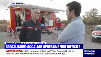 Morbihan: dans la nuit "nous avons été confrontés à plusieurs reprises de feux" déclare le directeur adjoint du SDIS 56
