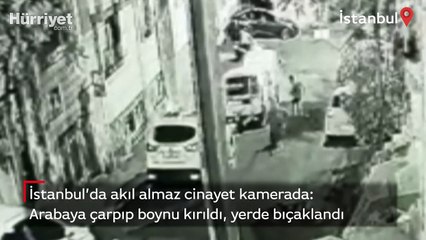 Arabaya çarpıp boynu kırıldı, yerde bıçaklandı
