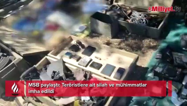 MSB paylaştı! Teröristlere ait silah ve mühimmatlar imha edildi