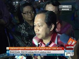 Dakwaan wang 1MDB masuk ke akaun Najib tidak betul