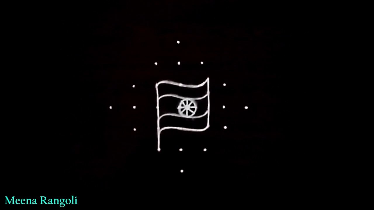 Independence day Flag Rangoli design - Republic day rangoli designs - Tricolour Flag rangoli designs