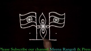 Independence day rangoli design with dots - Republic day rangoli designs - Tricolour Flag rangoli designs