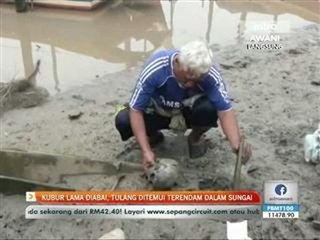 Kubur lama diabai, tulang ditemui terendam dalam sungai
