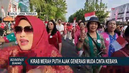 Memperingati Kemerdekaan RI, Warga Solo Gelar Kirab Kebaya Merah Putih di Momen CFD