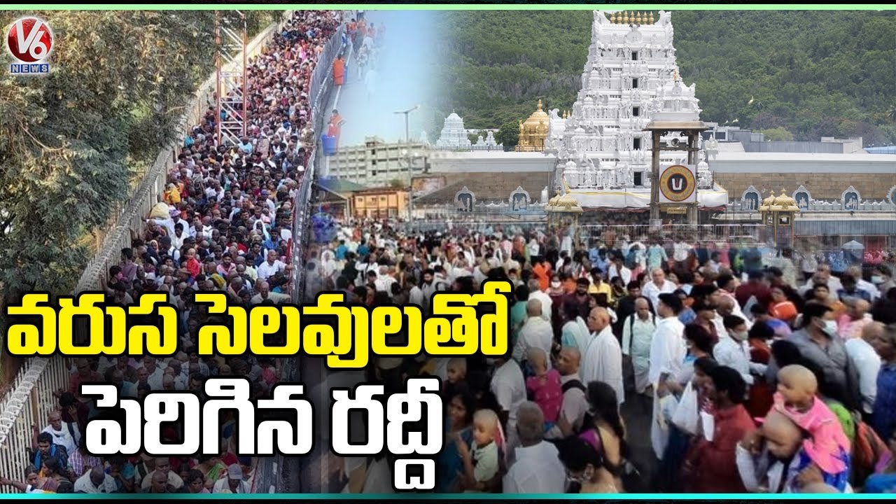 Huge Devotees Rush At Tirumala Tirupati Temple _ V6 News (1)