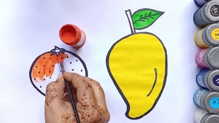 How To Draw Mango And Orange For Kids l Mango Orange Easy Drawing For Kids l Drawing Coloring Art