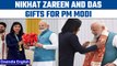 PM Modi receives boxing gloves, traditional gamocha from CWG 2022 achievers | Oneindia news *News