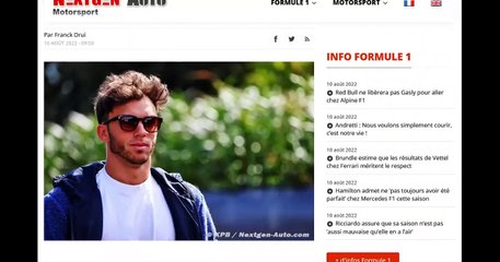Le JT de l'actualité Formule 1 du 10 aout 2022