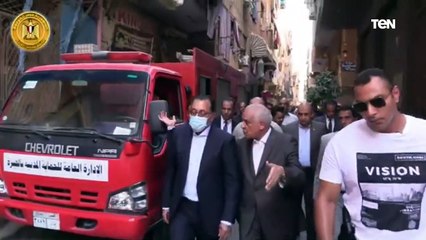 رئيس الوزراء يتفقد موقع الحريق بكنيسة أبو سيفين بالجيزة