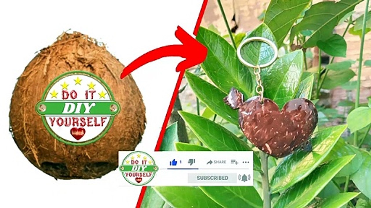 Coconut Shell craft ideas  How to make Arrow in the heart Keychain with Coconut shell at home