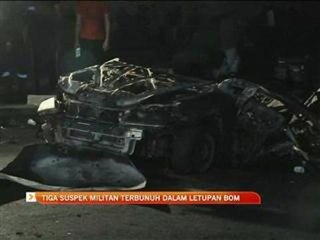 Tiga suspek militan terbunuh dalam letupan bom
