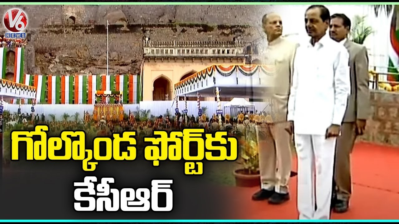 CM KCR Arrives At Golconda Fort _  Independence Day 2022 Celebrations _ V6 News