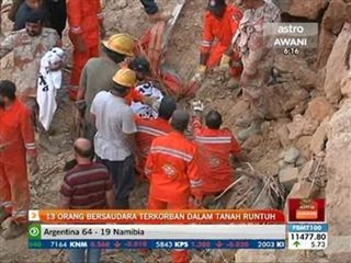 13 orang bersaudara terkorban dalam tanah runtuh