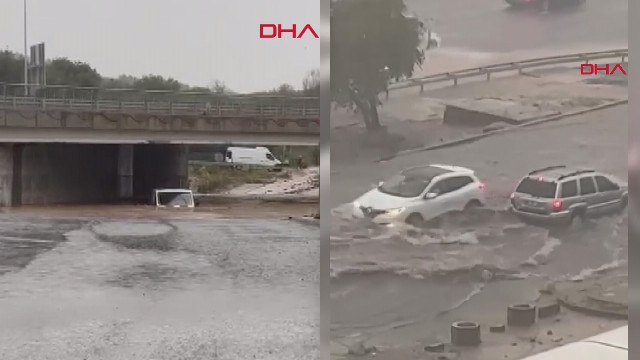 Maltepe'de yollar göle döndü araçlar mahsur kaldı