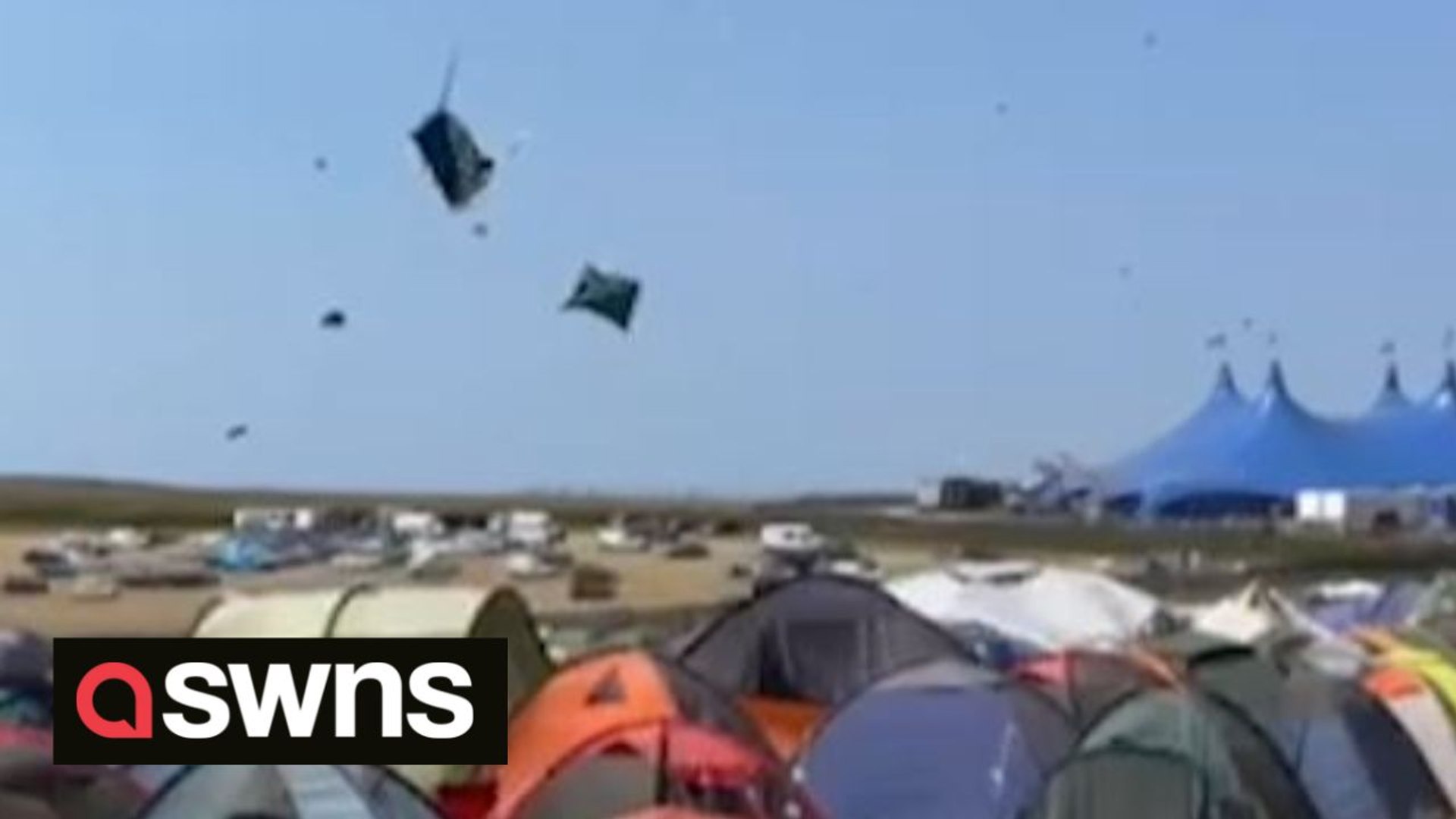 ⁣Tornado sweeps through UK music festival sending tents flying into the air