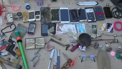 SU ALTINDAN ÇIKARILAN TAKMA DİŞ, SİLAH VE CEP TELEFONLARI SERGİYE ÇIKIYOR
