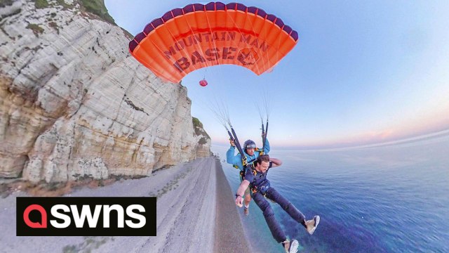 Daredevils claim to complete UK's first ever tandem BASE jump off Devon cliff