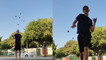 Juggler kicks and juggles seven balls simultaneously *Impressive*