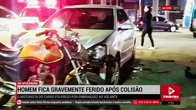 Colisão entre carro e moto deixa homem gravemente ferido em Apucarana