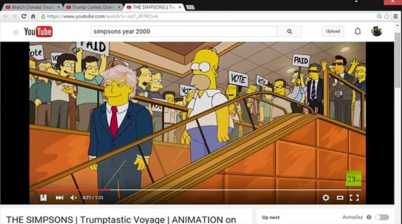 Simpsons Donald Trump 2000 vs Trump escalator entrance 2015