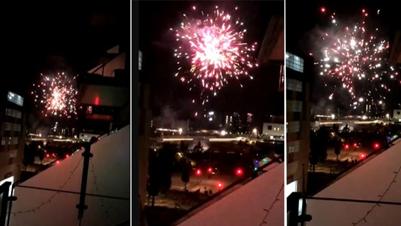 Kopenhag taraftarları, Trabzonspor takımının konakladığı otelin önünde havai fişek patlattı