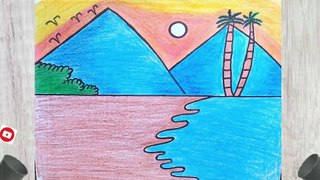 How To Draw Easy Scenery For Kids l Easy Scenery Drawing For Kids l Scenery Drawing l Drawing Coloring Art