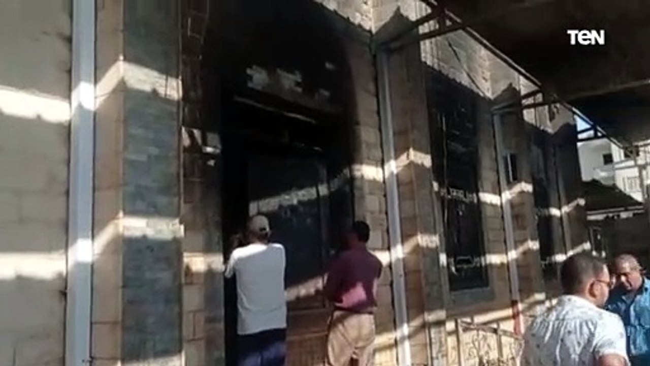 خاص قتاة TeN   .. اللقطات الأولى لموقع حريق كنيسة الأنبا بيشوي بالمنيا