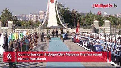 Cumhurbaşkanı Erdoğan'dan Malezya Kralı'na resmi törenle karşılama
