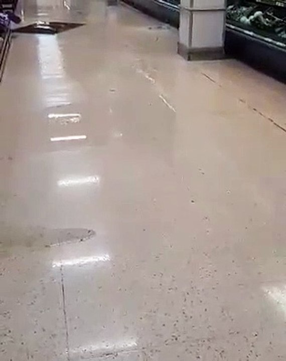 Flooding inside Tesco on Abbeydale Road as flash floods hit Sheffield