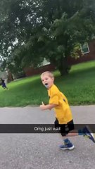 Kid Runs Right Into Parked Car