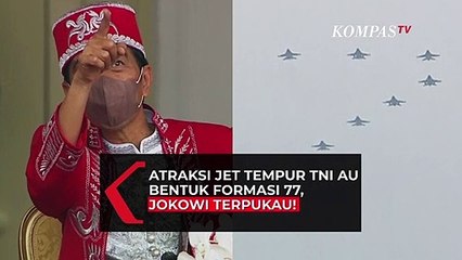 Download Video: Keren! Atraksi Jet Tempur TNI AU Bentuk Formasi 77, Bikin Jokowi Terpukau