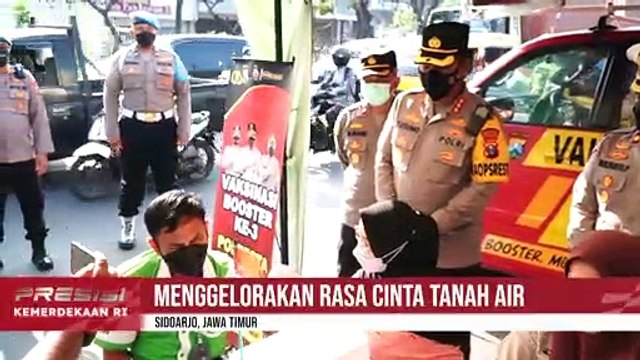 Polresta Sidoarjo Bagikan 500 Bendera Merah Putih Ke Masyarakat