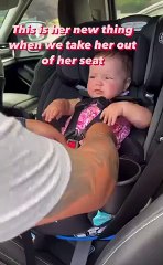 baby's new routine is to stretch after getting out of car seat