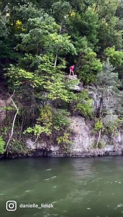 toddler gives hilarious pep talk to woman jumping off cliff