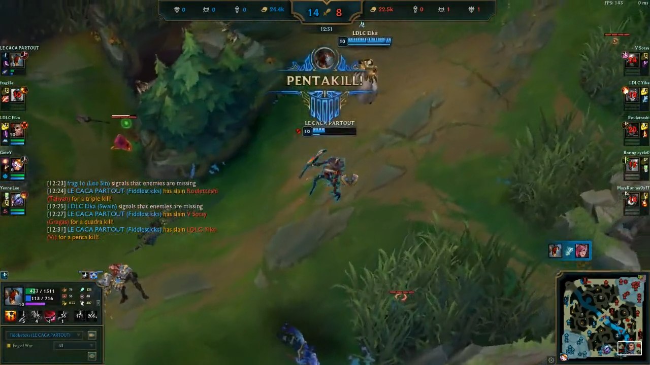 LoL: La pentakill de Fiddlesticks sin apenas