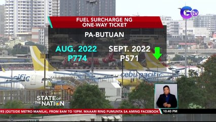 Fuel surcharge na sinisingil ng airlines, bababa sa Sept. 1 | SONA