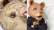 'Italian artist reveals how to turn a cardboard box into a life-sized bear mask'