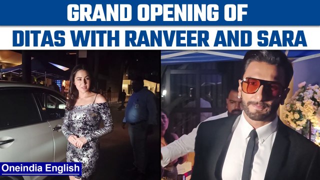 Ranveer Singh and Sara Ali Khan having fun at the grand opening of Ditas|Oneindia news*ENTERTAINMENT