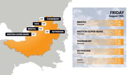 Bristol weather forecast 18 August