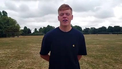 Student Luc Landenberger celebrates A-level results