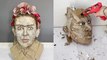 'Creative artist makes a FANTASTIC portrait of Frida Kahlo using cardboard '