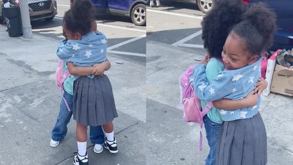 '5 y/o girl's mood INSTANTLY gets better after 'long-time' bestie surprises her '