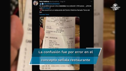 Mujer acusa a restaurante por venderle 5 memelas en más de mil pesos
