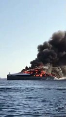 Yacht Burning in Formentera