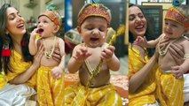 Nakuul Mehta and Jankee Parekh's Son Sufi Mehta looks so cute as lord Krishna