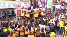 Girls participate in the Dahi Handi competition in Mumbai on the occasion of Janmashtami